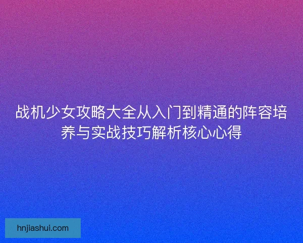 战机少女攻略大全从入门到精通的阵容培养与实战技巧解析核心心得