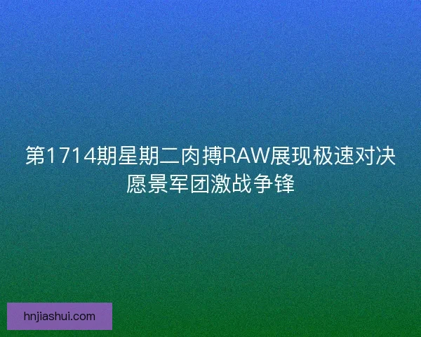 第1714期星期二肉搏RAW展现极速对决愿景军团激战争锋